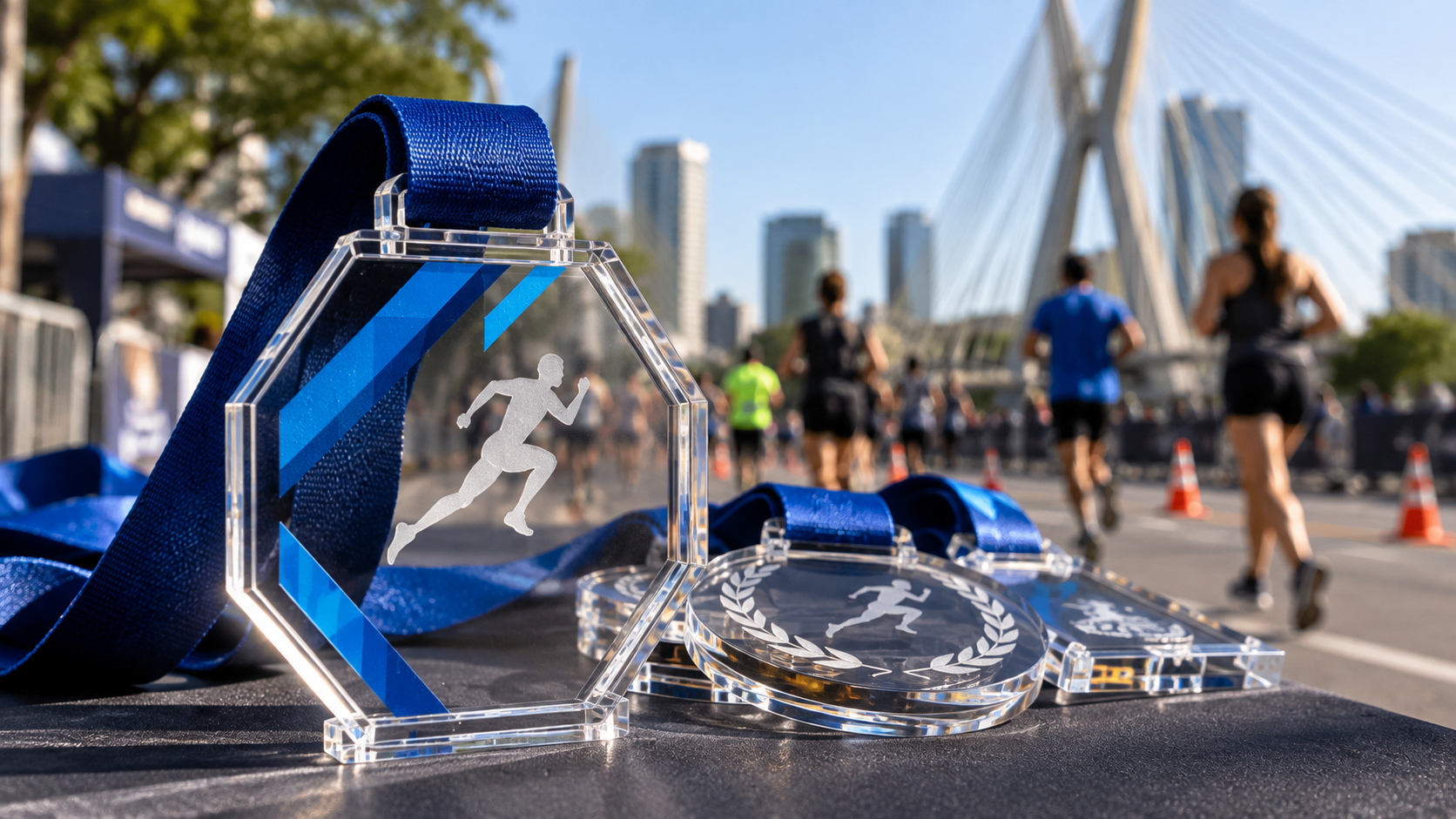 Medalha de acrílico para corrida em São Paulo com projeto personalizado, identidade visual e produção sob medida. Conheça a Acriltech